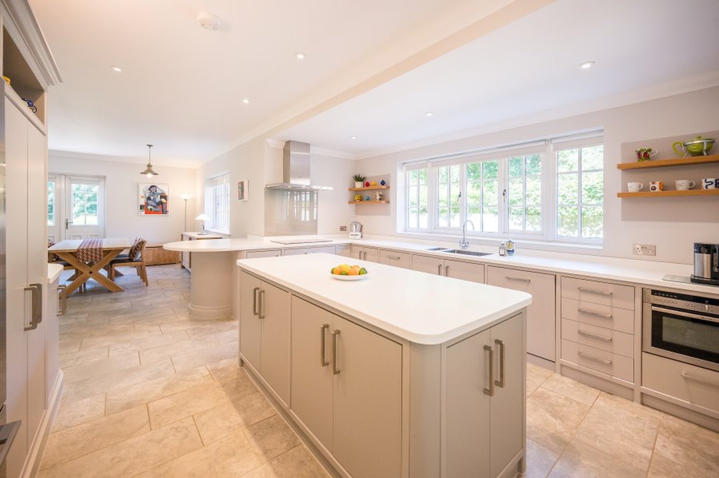 The kitchen at Monmouth House, arranged around a substantial central island